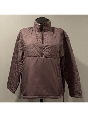 Avia Womens Quilted Half Zip Jacket Size 3XL 22 Rose Taupe Long Sleeve Mock Neck